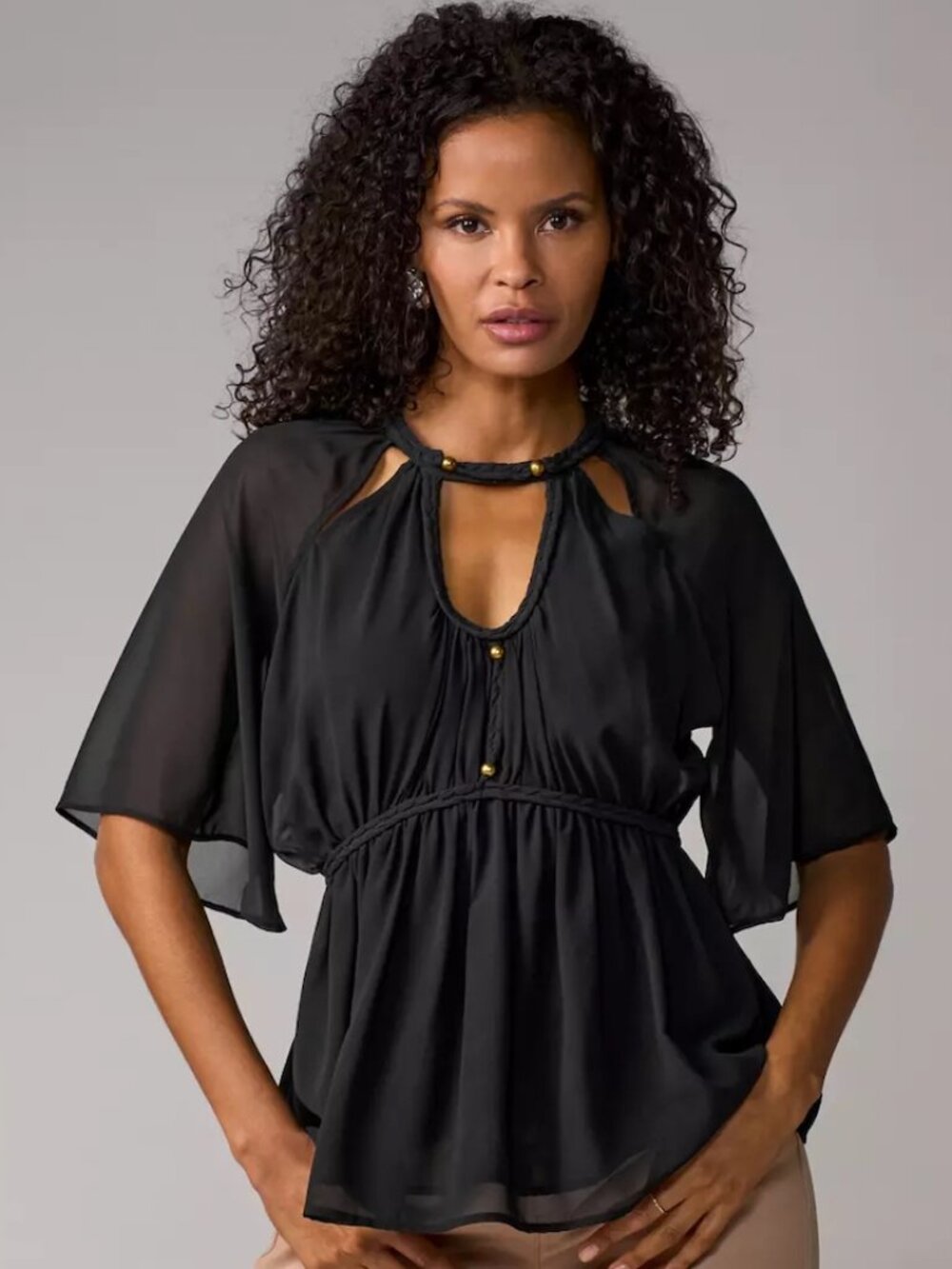 Boston Proper Rope Trim Blouse - NWT - Womens Size Small
